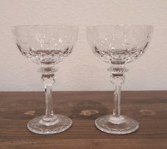 2 Rogaska Crystal GALLIA 5.75″ Champagne Sherbet Glasses Star Cross Base