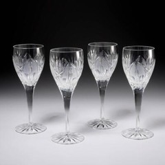 Contemporary Modern Cut Crystal Tulip Flower Water Goblet Glass 7.75″ 4pc Set C