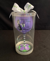 New! Cheers! Mud Pie Wine Glass; says «Stimulate The Economy~Go Shopping!» 16 oz