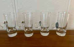 Lenox Irish Coffee Clear Glass Mugs Handblown Ring Handle 4.75″ Set of 4 Vintage