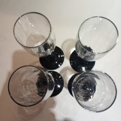 4 Luminarc Cristal D’Arques Twisted Black Stem Champagne Flutes Etched 6 Oz 8”