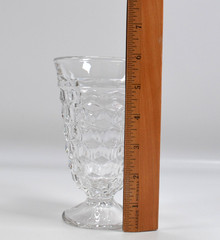(1) Fostoria American Clear Ice Tea Tumbler 5 3/4” Footed Cubist Glass Flared