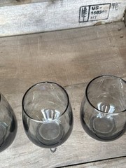 1970 Vintage Libbey Tumbler Glasses Rounded Weighted Base Smoke Glass Set of (4)