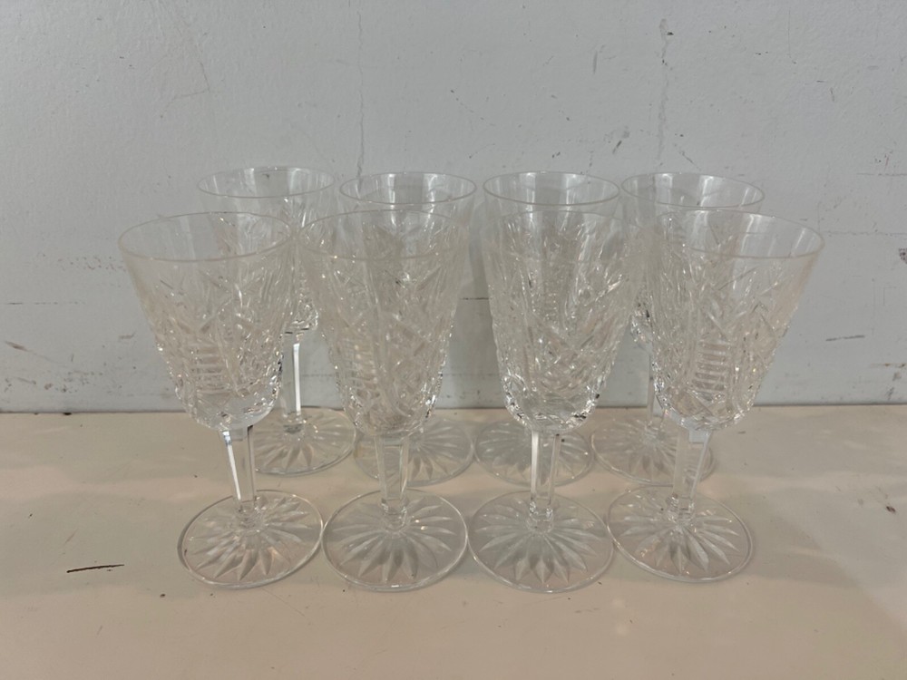 Vintage Waterford Clare Clear Glass Set of 8 Sherry Glasses