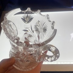 American Brilliant Period ABP Cut Glass 2 Handled Floral Loving Cup