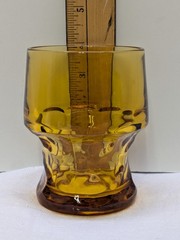 6 Anchor Hocking Glass Tumblers Georgian Honeycomb Vtg 4 1/4″ Amber 9 oz
