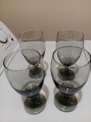 4 Libby Classic Smoke Teardrop Goblets Wine Glasses 7 In