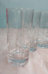 5x Etched Floral Juice Glass Clear Tumbler 5.5″ LOT OF 5