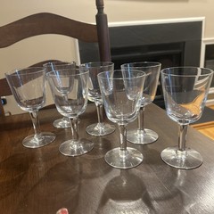 Vintage Crystal Wine Glasses Set of 7 6” Tall Elegant Stemware