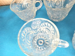 Lot Of Five Vintage Pin Wheel Star Burst Atomic Era Punch Cups Holiday Party 3OZ