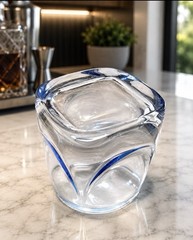 Set of 8 Heavy Blue Tint Rocks Glasses 3¾” Old Fashioned Tumblers 325g Each