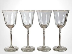 Mikasa Sonata Gold Trim Crystal Wine Glasses Goblets Set of 4 EXCELLENT