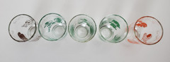 Vintage 5 Kraft Juice Glasses Swanky Swigs Kiddie Cup Green Brown Orange