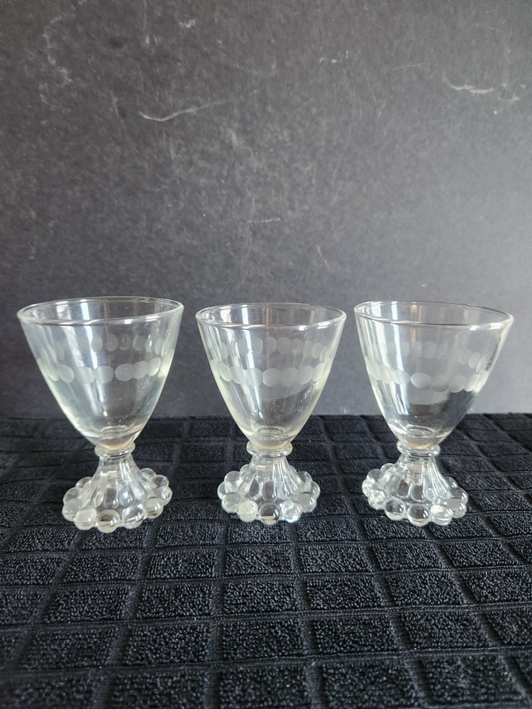 3 Vintage Anchor Hocking Berwick Pattern Footed Tumbler• Boopie Blank Cut Circle