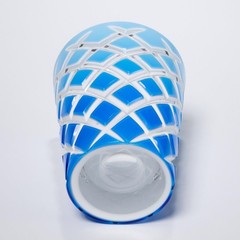 Christian Lacroix Flared Two‑Tone Blue Crystal Beverage Glasses Tumblers 4Pcs.