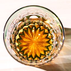 Vintage Hand Cut 11oz Green Crystal Whiskey Glasses Tumbler Edo Kiriko Drinkware