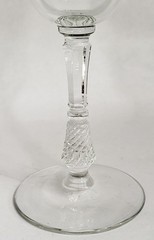 SET of 12 Vintage 20th C Etched 6x Wine & 6x Cocktail CRYSTAL Goblet GLASSES