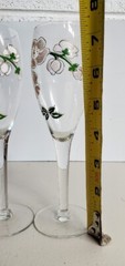 Vintage Pair Perrier Jouet Hand Painted Floral Champagne Glass Flutes Beautiful