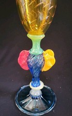 Robert Dane Citrine Tutti Frutti Hand Blown Studio Art Glass Wine Goblet SIGNED