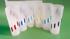 4 Libbey Candy Stripe Tom Collins/Iced Tea Tall Frosted Glasses Flawless…