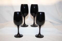 9pc Vintage BLACK AMETHYST 7″ Red & White Wine Glasses and 9″ Champagne Flutes