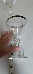 2 MCM Fostoria Wedding Ring Crystal Water Goblet Silver Platinum Trim 6 1/2″