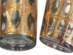 12 Vintage Culver 22K Gold PISA MCM Barware Glasses 6 High Ball 6 Rock