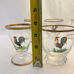 Hand-Painted Vintage Rooster 4 & 6 oz. Glassware Lot of 6 Tumblers