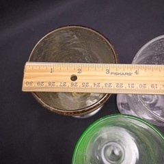 Tag LTD Bubble Blown Glass Water Goblets Green Amber Clear 6 In Tall Set of 3