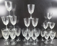24 Cristal D’Arques Diamant Goblets Iced Tea Wine Glasses Set Clear Cut Etch Lot