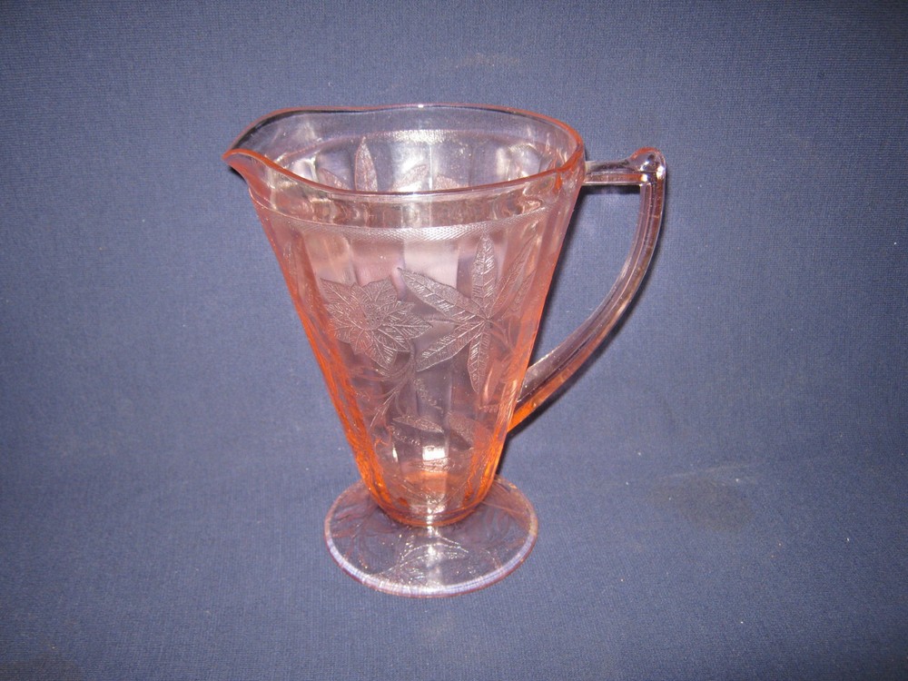 JEANNETTE FLORAL POINSETTIA PINK 7 3/4″ FOOTED PITCHER