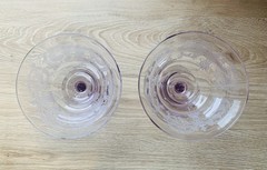 Central Glass Works Lavender Depression Glass Champagne Coupe Tall Sherbet Set 2