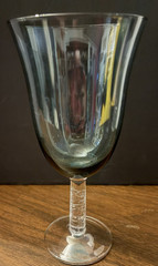 Green Gorham Crystal Goblets Clear Crackle Stem Blown Glass Set of 2 Iced Tea