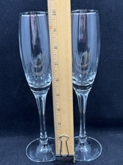 Gorham Andante Tall Platinum Crystal Champagne Flutes Tulip Stem 10″ Pair (2)