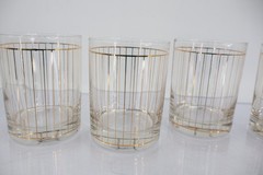 Culver Devon Gold Stripe Rocks Glasses Set of 4 Vintage MCM Barware