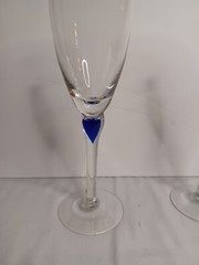 NICE!!! Cobalt Blue Teardrop Champagne Flutes Wine Glass lot 2 EUC