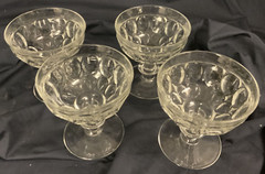 4 Vintage Pilgrim Jeanette Clear Glass Thumbprint Sherbet or Champagne
