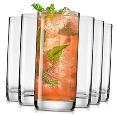 Faye 13oz Highball Glasses, 6pc Tall Glass Sets. Lead-Free Tall glasses