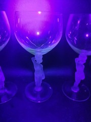 Set of 3 Bayel Crystal Bacchante Wine Glasses 7.25″ Nude Man Woman Frosted