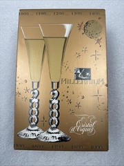 Cristal d’Arques Crystal Millennium Champagne Glasses Set of Two Year 2000 Y2K