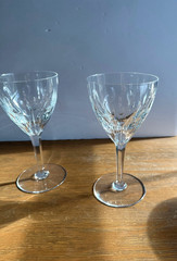 Val St Lambert Nestor Hamlet Crystal Water/Wine stems Goblet Glasses set 4 (8 av