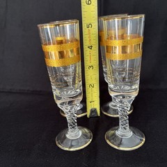 Vintage Mid-Century Modern Gold Banded Cordial / Liqueur Glasses – Set of 4