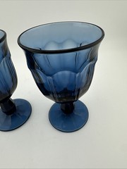 2 NORITAKE PROVINCIAL COLONIAL DARK BLUE PANELED GLASS GOBLETS Small 5″