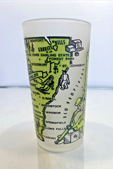 VINTAGE 1950S HAZEL ATLAS FROSTED STATE SOUVENIR GLASS TUMBLER «VERMONT» EUC