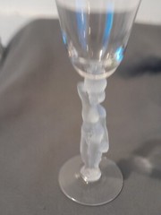 Art Glass Male Semi Nude Bacchus Frosted Stem Cordial Goblet Sherry, 6 1/2″