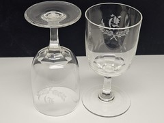 Set Of 5 Antique Boston & Sandwich Or NE Glass Wheel Engraved Flint Goblets «K»