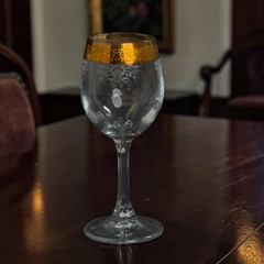 Vintage Cellini Crystal Wine Glasses 24K Gold Rim Hand Decorated Italy Set of 4
