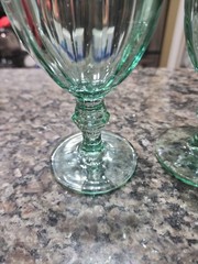 Pair of Vintage Libbey Duratuff Gibraltar Spanish Green Wine/Water Goblets