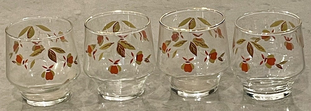 4 Jewel Tea Hall China Autumn Leaf Brockway 9 oz. Tumbler Juice Glasses