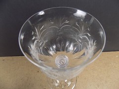 Antique Cut Rock Crystal Wine Glass Double Air Twist Stem